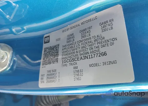 2022 Chevrolet Colorado 2Wd Short Box Lt z USA, uszkodzony, nr VIN 1GCGSCEA3N1177266